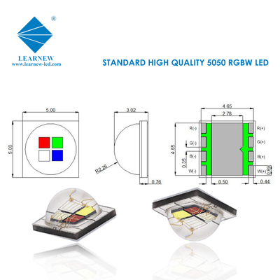 12W SMD5050 RGBW chips 350mA 620-630nm 520-530nm 460-470nm 3000K Voor podiumverlichting