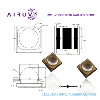 UVA UVB UVC UV LED-chip 365nm 385nm 395nm 3535 3838 6868 2828 1616 UV LED