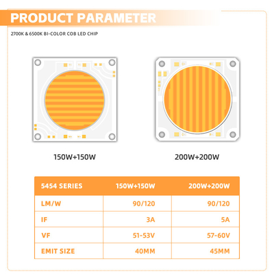 5454 Bi-Color 2700k 6500k Cct High Power 1500w 200w Cob Led Chip Module voor Fotografie Lamp