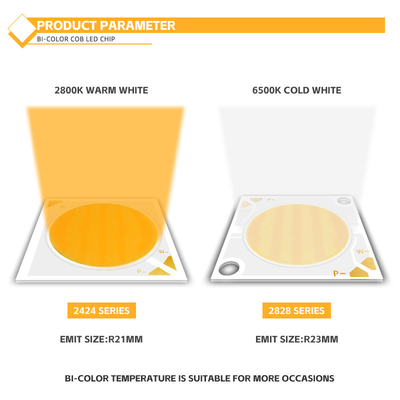 50W+50W Dimmable COB 2700k+6500k Chip 28*28mm 1400mA Ra95 High Power LED Diode voor Downlight/Wash Lights