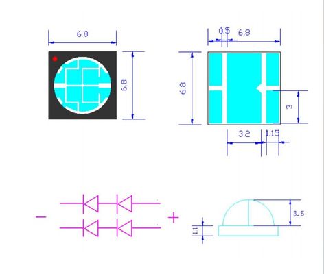 Sterke Emissie 10W UVA SMD6868 365nm Paarse Gloed UVA LED Chip voor Niet-Zichtbare Licht UV Uithardingstoepassingen