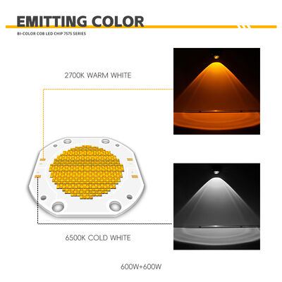 600W+600W BICOLOR COB LED CHIP CCT COB 7575 SERIES Afstembare COB LED Chip Fotografische lichten Afstembare witte kleur CRI95 10A