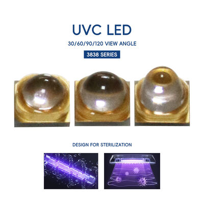 1W 225nm UVC Pick up 233.8nm Led Optisch Vermogen 2-3mW 6-8V 150mA SMD 3.8mm UV-C LED Diode 60° Koepellens