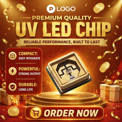 Hoog betrouwbare UV-LED-chips (Ingan-materiaal) voor sterilisatie/uitharding/sensing Aanpasbare golflengten 70 Lm/W 90 CRI 0,5 W
