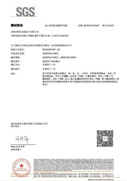 China Shenzhen Learnew Optoelectronics Technology Co., Ltd. Certificaten